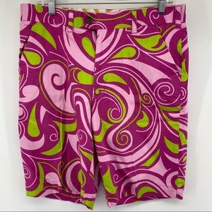 Loudmouth Pink and Green Swirl Athletic Shorts